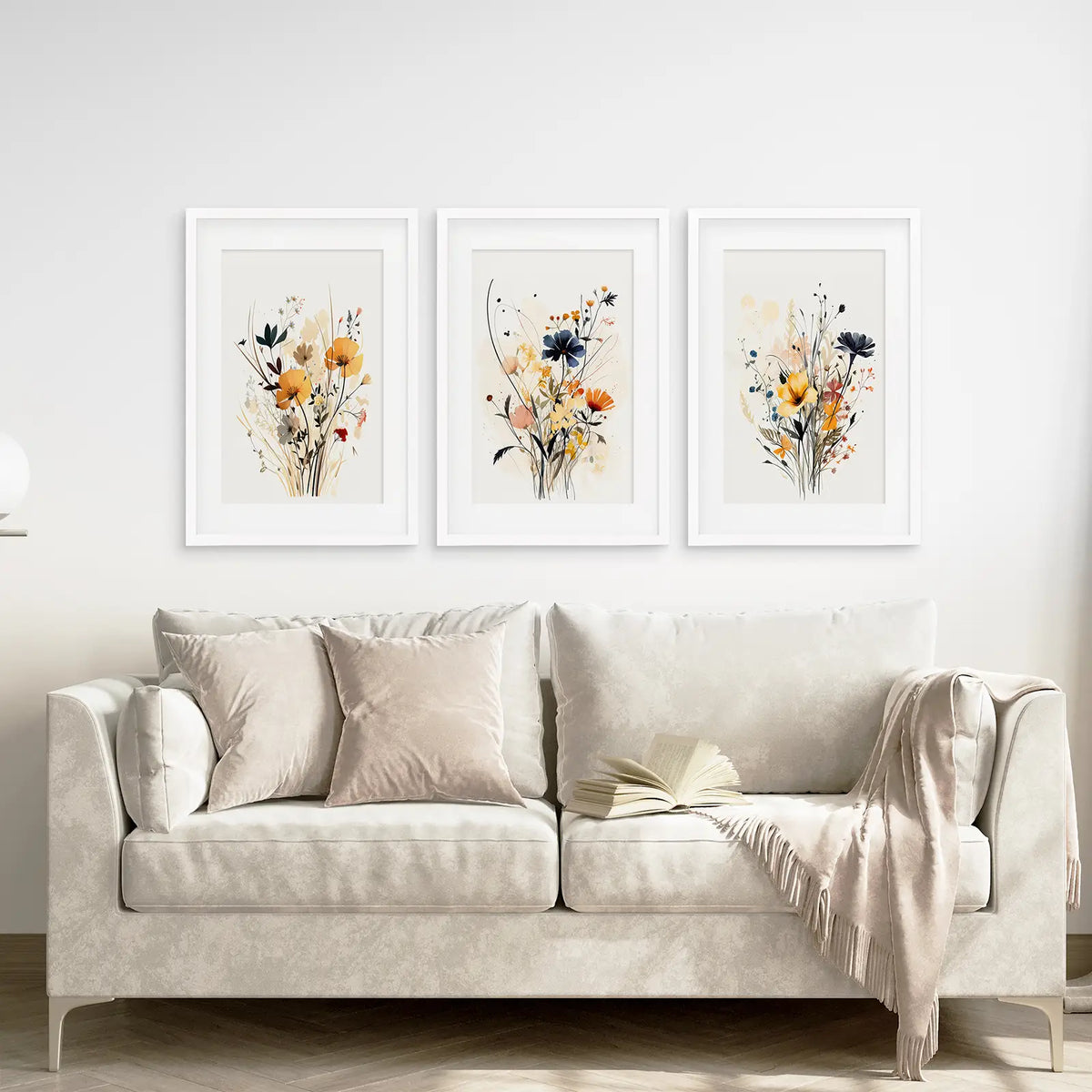 Neutral Watercolor Wildflower Art Prints Set, photo 2 of 9