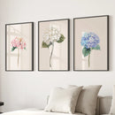 Minimalist Botanical Hydrangea Art Poster Decor by Wall Art Set