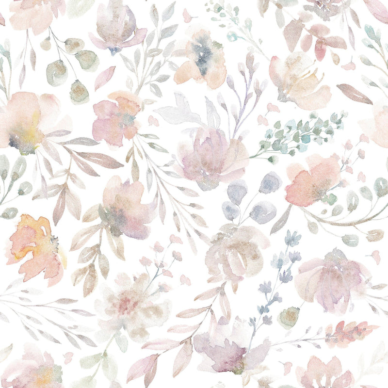 Delicate Watercolor Flowers Wall Mural