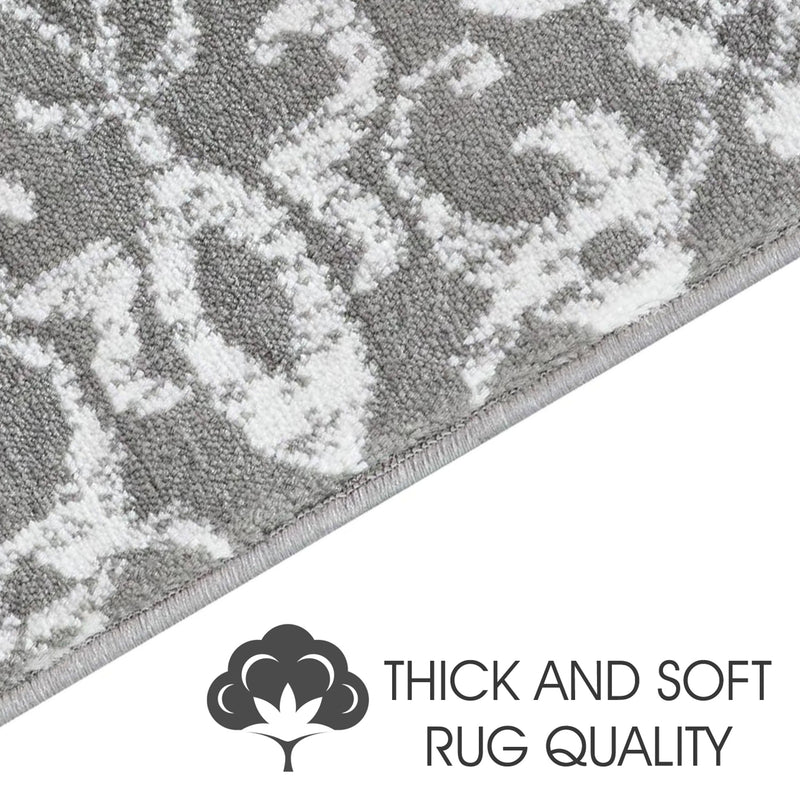 Stair Treads Rug 9"x28" Floral Collection | Gray