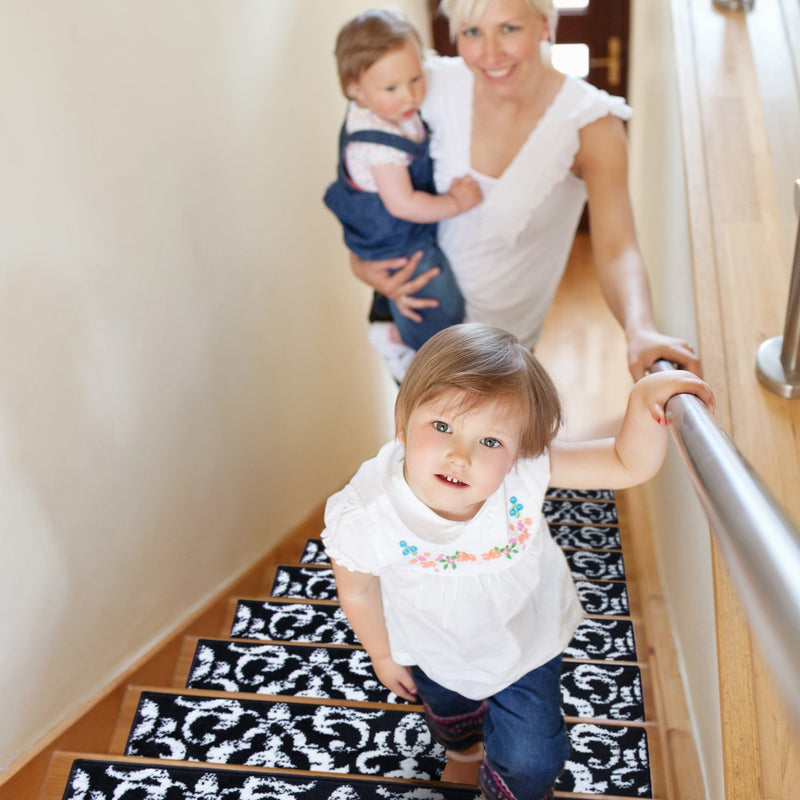 Stair Treads Rug 9"x28" Floral Collection | Navy