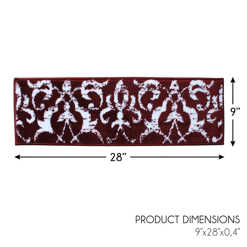 Stair Treads Rug 9"x28" Floral Collection | Red