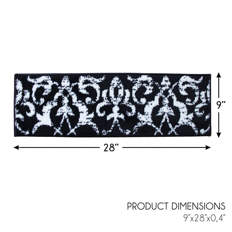 Stair Treads Rug 9"x28" Floral Collection | Navy