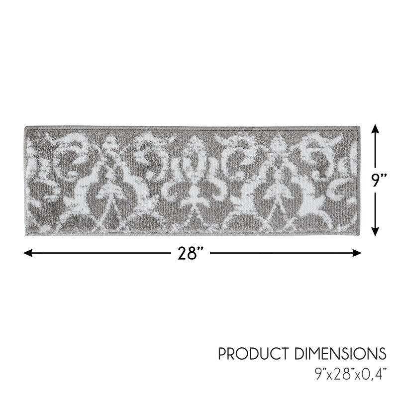 Stair Treads Rug 9"x28" Floral Collection | Gray