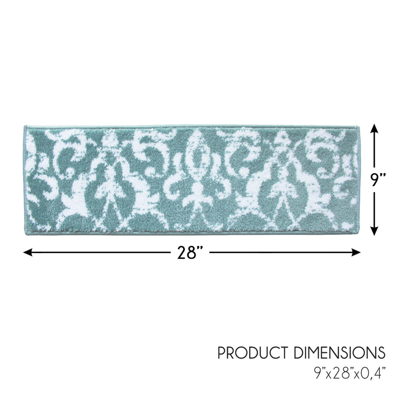 Stair Treads Rug 9"x28" Floral Collection | Teal