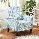 Floral Accent Chair Farmhouse Boho Armchair with Solid Wood Legs and High Back by LJGDeals