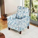 Floral Accent Chair Farmhouse Boho Armchair with Solid Wood Legs and High Back by LJGDeals