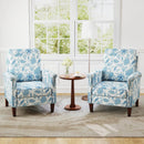 Floral Accent Chair Farmhouse Boho Armchair with Solid Wood Legs and High Back by LJGDeals