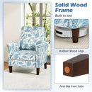 Floral Accent Chair Farmhouse Boho Armchair with Solid Wood Legs and High Back by LJGDeals