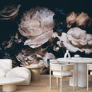 Large Dark Peony Mural Wallpaper