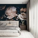 Large Dark Peony Mural Wallpaper