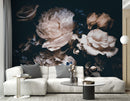 Large Dark Peony Mural Wallpaper