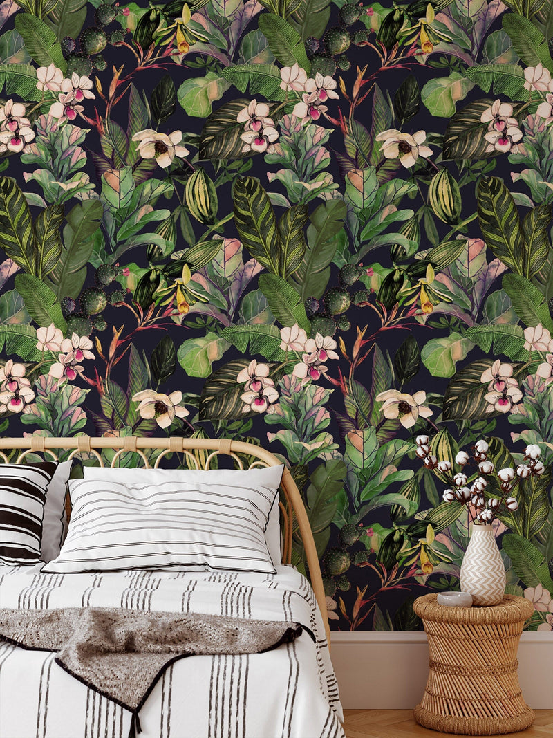 Tropical Wallpaper on Dark Background