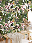 Green Tropical Leaves Wallpaper Mural