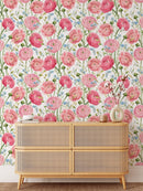 Watercolor Pink Summer Flowers Wallpaper