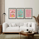 Flower Market Prints Set of 3 in Pink & Blue by Wall Art Set