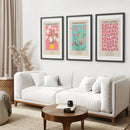 Flower Market Prints Set of 3 in Pink & Blue by Wall Art Set