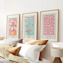 Flower Market Prints Set of 3 in Pink & Blue by Wall Art Set
