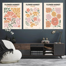 Flower Market Wall Art Set | 3-Panel Barcelona, Paris, by MyGreatCanvas | Canvas Wall Art Prints | Photo Prints & Wall Decor