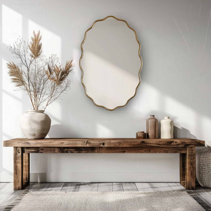Brass Wavy Mirror - Oval Mirror