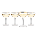 The Wine Savant Gold Rim Glasses 6 oz, Set of 4 Gold Rim Classic Manhattan Glasses