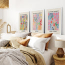 Boho Flower Market Set of 3 Posters. New York, London, Rome by Wall Art Set