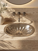 Brass Bathroom Sink - Flower Oval Drop-In Sink