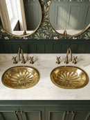 Brass Bathroom Sink - Flower Oval Drop-In Sink