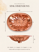 Brass Bathroom Sink - Flower Oval Drop-In Sink