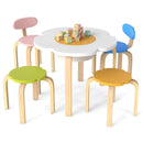Flower-shaped Children Table Set Wooden Play and Activity Table with 2 Colorful Chairs and Stools-Multicolor by LJGDeals