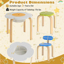 Flower-shaped Children Table Set Wooden Play and Activity Table with 2 Colorful Chairs and Stools-Multicolor by LJGDeals