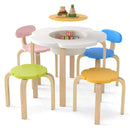 Flower-shaped Children Table Set Wooden Play and Activity Table with 2 Colorful Chairs and Stools-Multicolor by LJGDeals