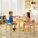 Flower-shaped Children Table Set Wooden Play and Activity Table with 2 Colorful Chairs and Stools-Multicolor
