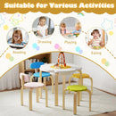 Flower-shaped Children Table Set Wooden Play and Activity Table with 2 Colorful Chairs and Stools-Multicolor by LJGDeals