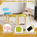 Flower-shaped Children Table Set Wooden Play and Activity Table with 2 Colorful Chairs and Stools-Multicolor by LJGDeals