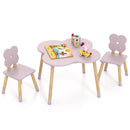 Flower-shaped Kids Table Set with Solid Pine Wood Legs