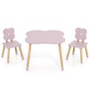 Flower-shaped Kids Table Set with Solid Pine Wood Legs