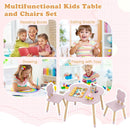 Flower-shaped Kids Table Set with Solid Pine Wood Legs