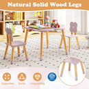Flower-shaped Kids Table Set with Solid Pine Wood Legs