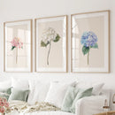 Minimalist Botanical Hydrangea Art Poster Decor by Wall Art Set