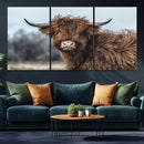 Fluffy Highland Cow Photograph Wall Art Canvas, Black And