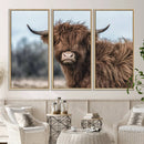 Fluffy Highland Cow Photograph Wall Art Canvas, Black And