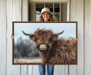 Fluffy Highland Cow Photograph Wall Art Canvas, Black And