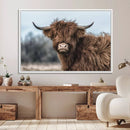 Fluffy Highland Cow Photograph Wall Art Canvas, Black And