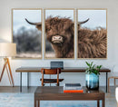 Fluffy Highland Cow Photograph Wall Art Canvas, Black And