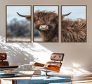 Fluffy Highland Cow Photograph Wall Art Canvas, Black And