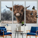 Fluffy Highland Cow Wall Art Canvas Print