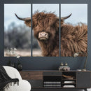 Fluffy Highland Cow Wall Art Canvas Print