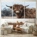Fluffy Highland Cow Wall Art Canvas Print