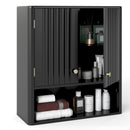 Fluted Bathroom Wall Cabinet with Open Shelf
